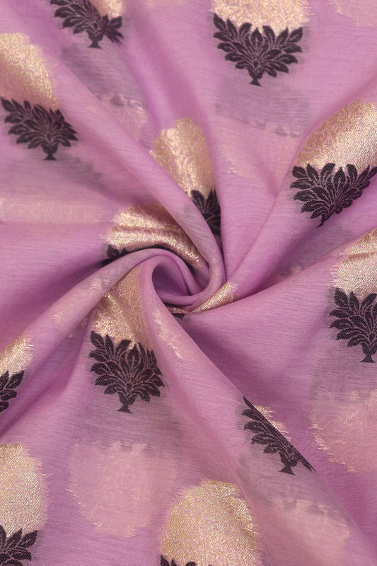 Purple Banarasi Premium Cotton Fabric ( 1 Mtr ) - Luxurion World