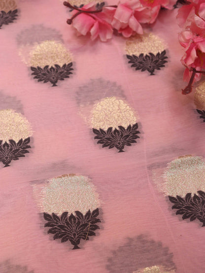 Pink Banarasi Premium Cotton Fabric ( 1 Mtr ) - Luxurion World