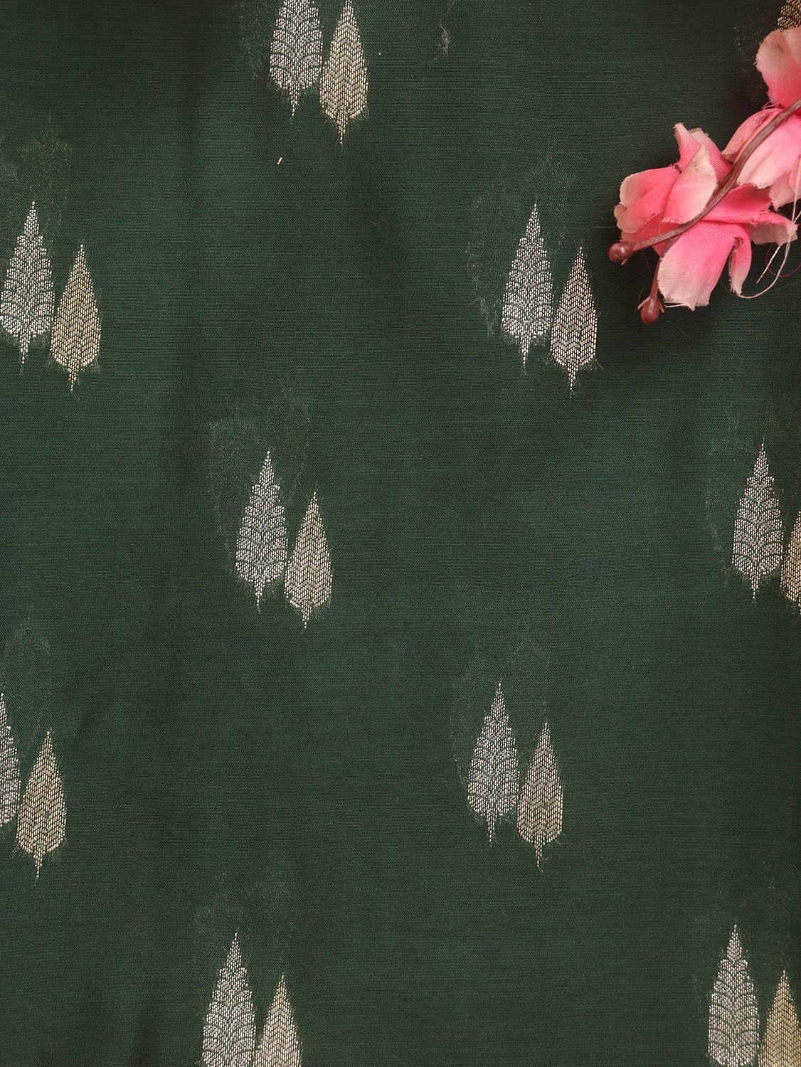 Green Banarasi Chanderi Silk Fabric ( 1 Mtr ) - Luxurion World
