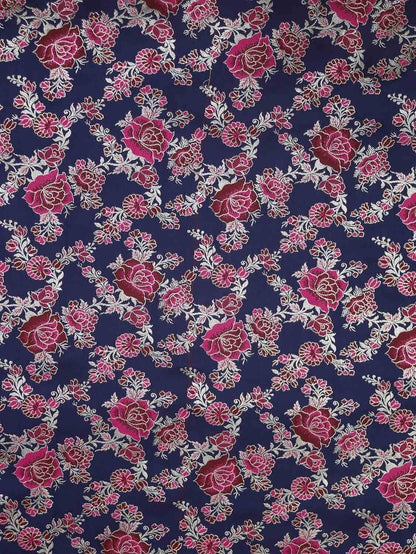 Exquisite Blue Banarasi Silk Meenakari Fabric - 1 Mtr Length - Luxurion World