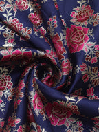 Exquisite Blue Banarasi Silk Meenakari Fabric - 1 Mtr Length - Luxurion World