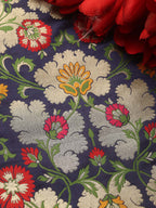 Blue Banarasi Kimkhwab Silk Meenakari Fabric ( 1 Mtr ) - Luxurion World