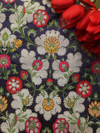 Blue Banarasi Kimkhwab Silk Meenakari Fabric ( 1 Mtr ) - Luxurion World