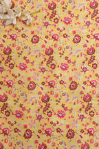 Yellow Banarasi Silk Meenakari Floral Design Fabric ( 1 Mtr ) - Luxurion World