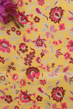 Yellow Banarasi Silk Meenakari Floral Design Fabric ( 1 Mtr ) - Luxurion World
