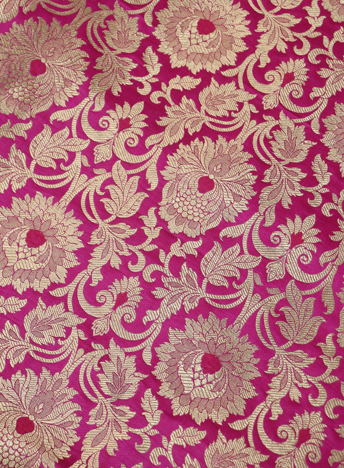 Pink Banarasi Kimkhwab Silk Fabric ( 1 Mtr ) - Luxurion World