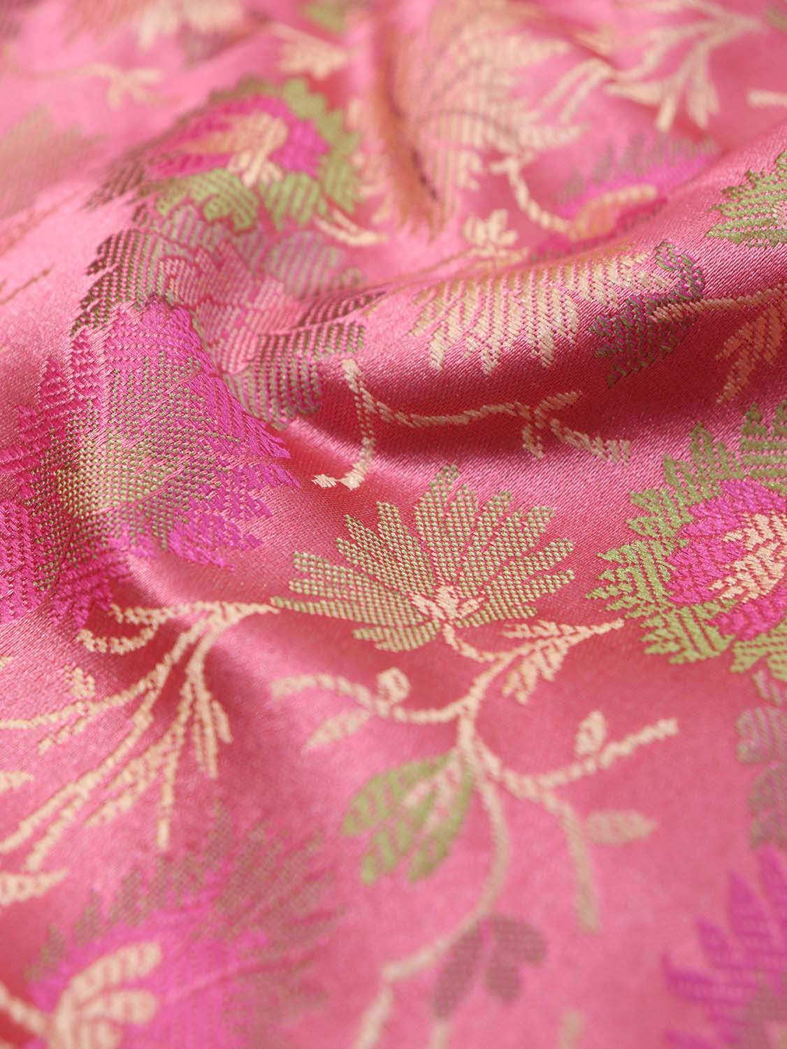 Buy Pink Banarasi Silk Tanchui Jamawar Fabric ( 1 Mtr ) Online - Shop Now! - Luxurion World