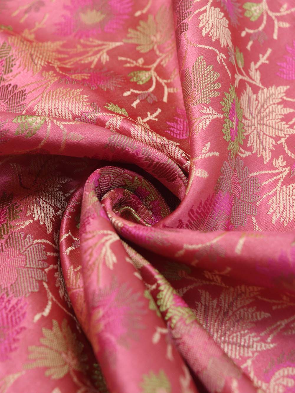 Buy Pink Banarasi Silk Tanchui Jamawar Fabric ( 1 Mtr ) Online - Shop Now! - Luxurion World