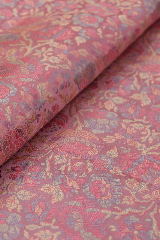 Exquisite Pink Banarasi Silk Tanchui Jamawar Fabric - 1 Mtr