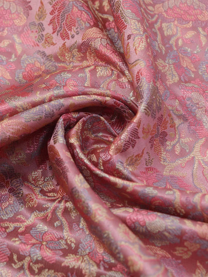 Exquisite Pink Banarasi Silk Tanchui Jamawar Fabric - 1 Mtr - Luxurion World