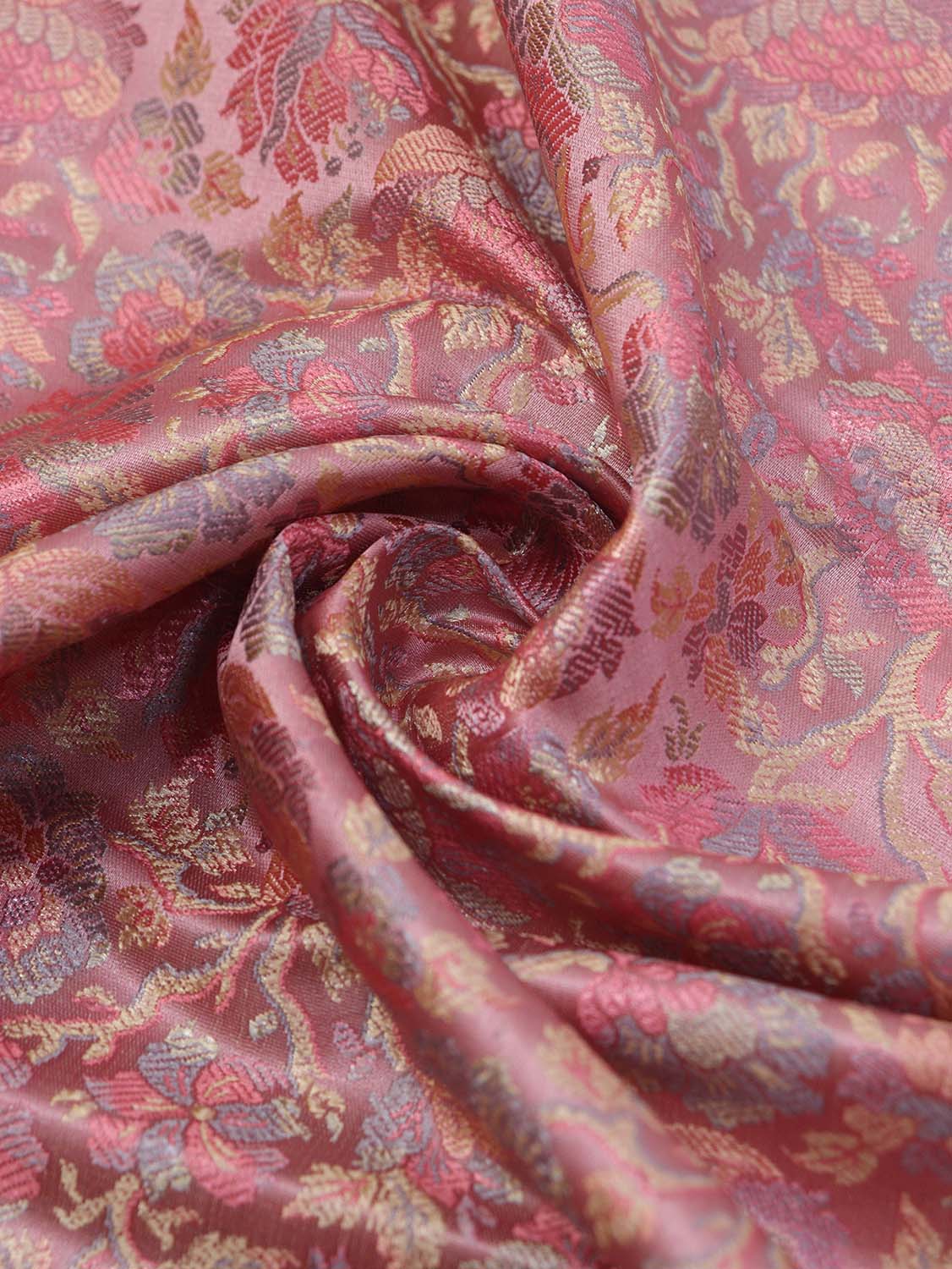Exquisite Pink Banarasi Silk Tanchui Jamawar Fabric - 0.75 Mtr - Luxurion World