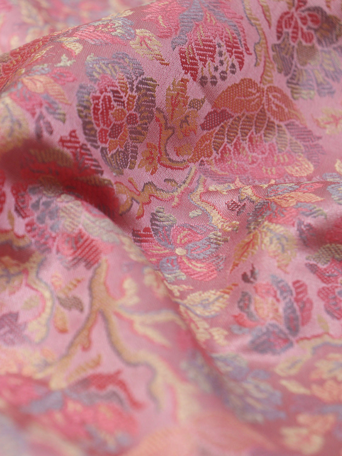Exquisite Pink Banarasi Silk Tanchui Jamawar Fabric - 0.75 Mtr - Luxurion World