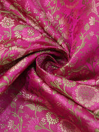 Exquisite Pink Banarasi Silk Tanchui Jamawar Brocade Fabric - 1 Mtr Length - Luxurion World