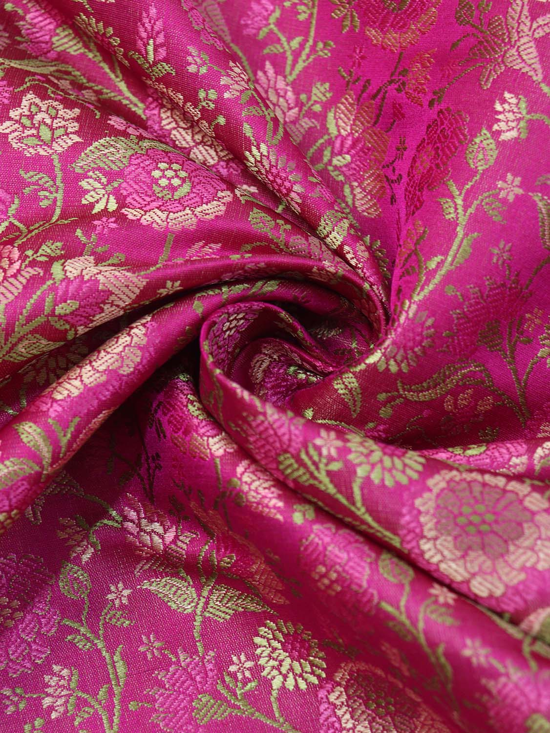 Exquisite Pink Banarasi Silk Tanchui Jamawar Brocade Fabric - 1 Mtr Length - Luxurion World