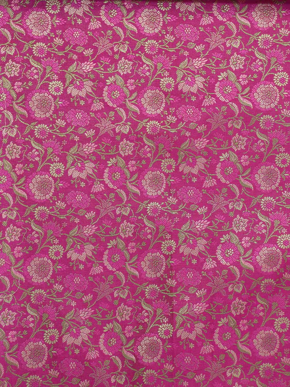 Exquisite Pink Banarasi Silk Tanchui Jamawar Brocade Fabric - 1 Mtr Length - Luxurion World
