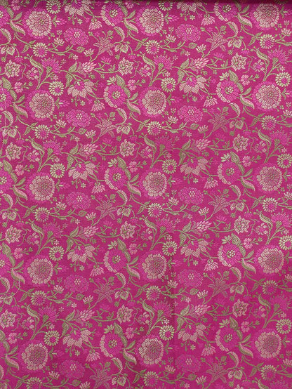 Exquisite Pink Banarasi Silk Tanchui Jamawar Brocade Fabric - 1 Mtr Length - Luxurion World