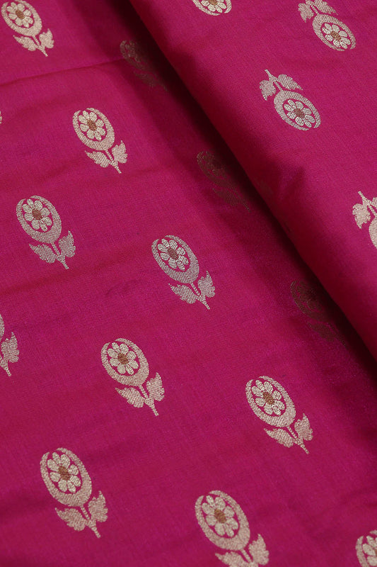 Shop Pink Banarasi Silk Fabric ( 1 Mtr ) - Luxurion World