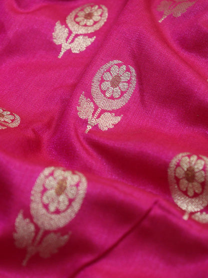Shop Pink Banarasi Silk Fabric ( 1 Mtr ) - Luxurion World