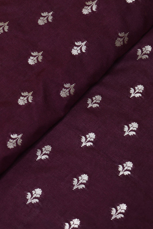 Stunning Maroon Banarasi Silk Fabric - 1 Mtr Length
