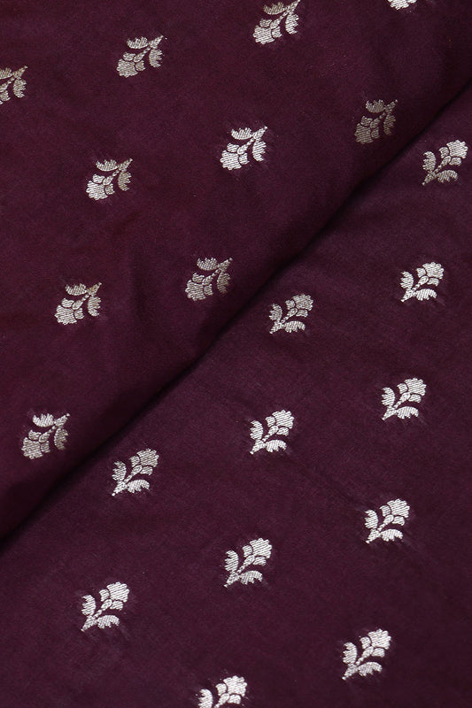 Stunning Maroon Banarasi Silk Fabric - 0.75 Mtr Length - Luxurion World