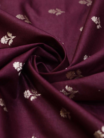 Stunning Maroon Banarasi Silk Fabric - 1 Mtr Length - Luxurion World
