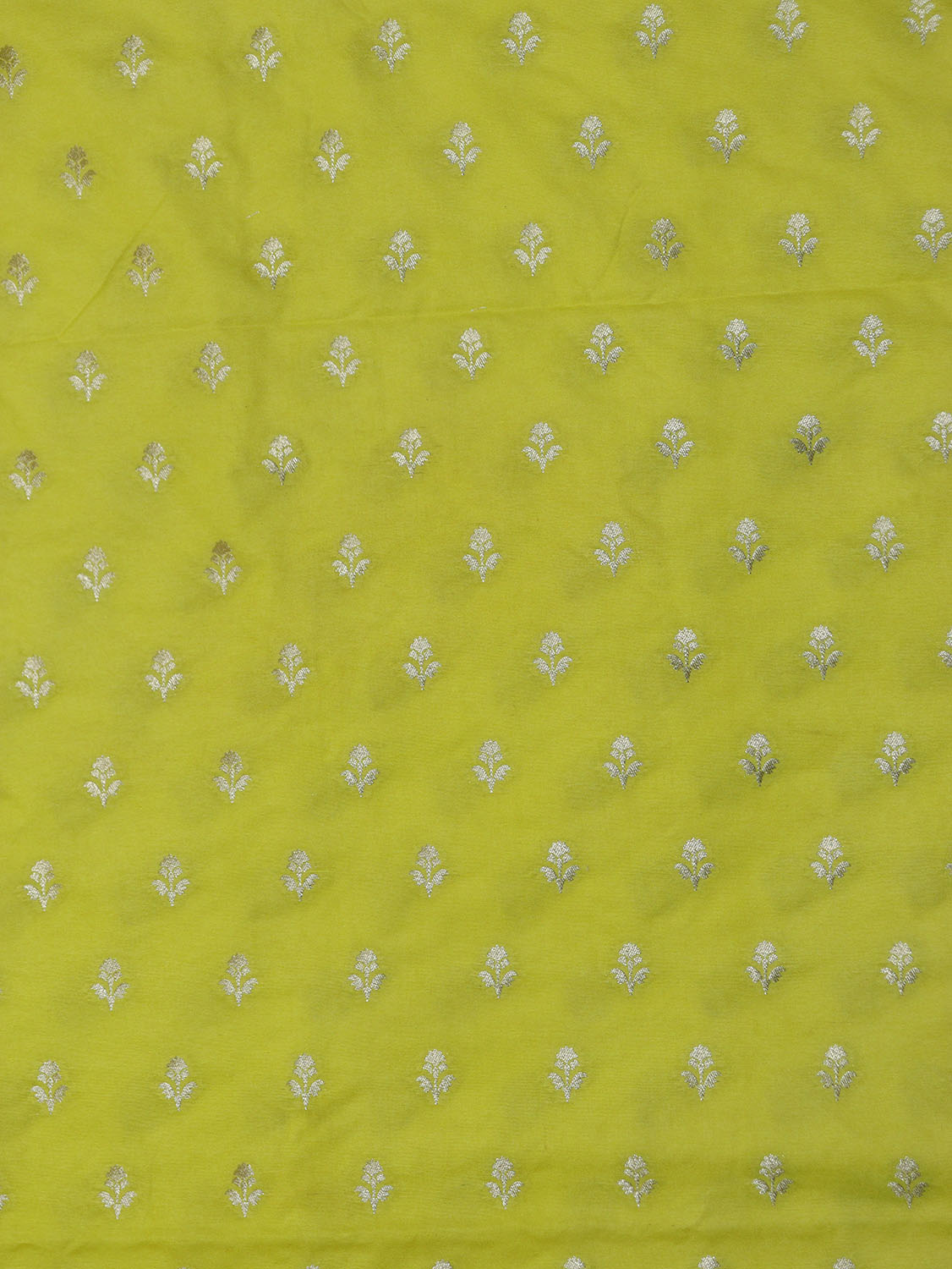 Yellow Banarasi Silk Fabric with Zari Booti Design - 1 Mtr - Luxurion World