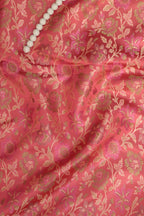 Shop Pink Banarasi Silk Tanchui Jamawar Fabric - 1 Mtr - Luxurion World