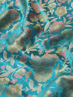 Shop exquisite Blue Banarasi Silk Tanchui Jamawar Fabric (1 Mtr) - Luxurion World