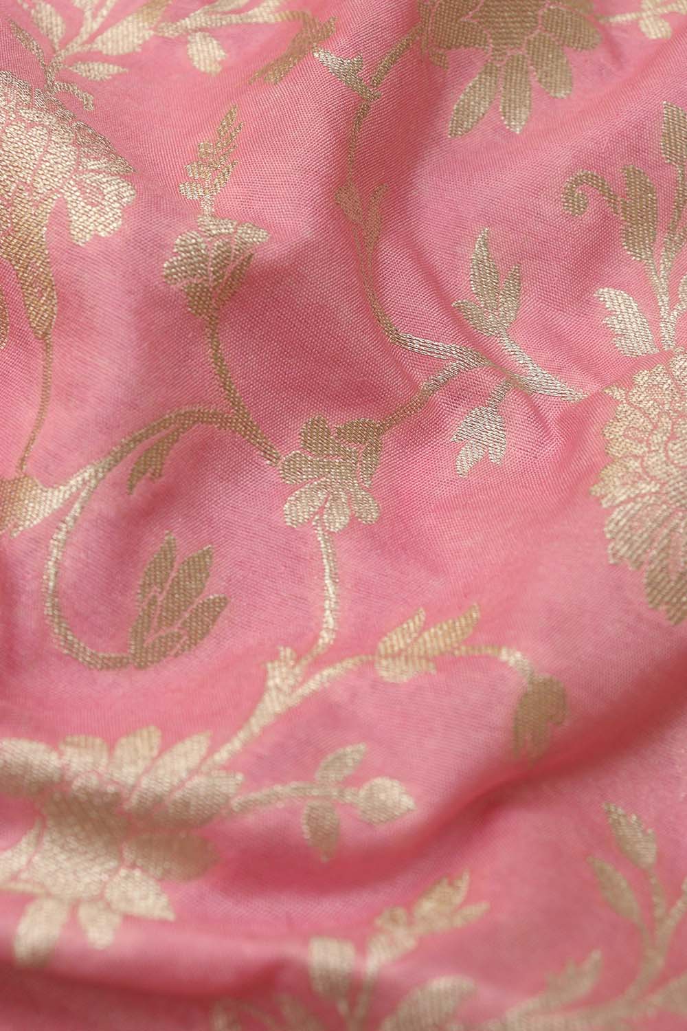 Pink Banarasi Silk Fabric ( 1 Mtr ) - Luxurion World