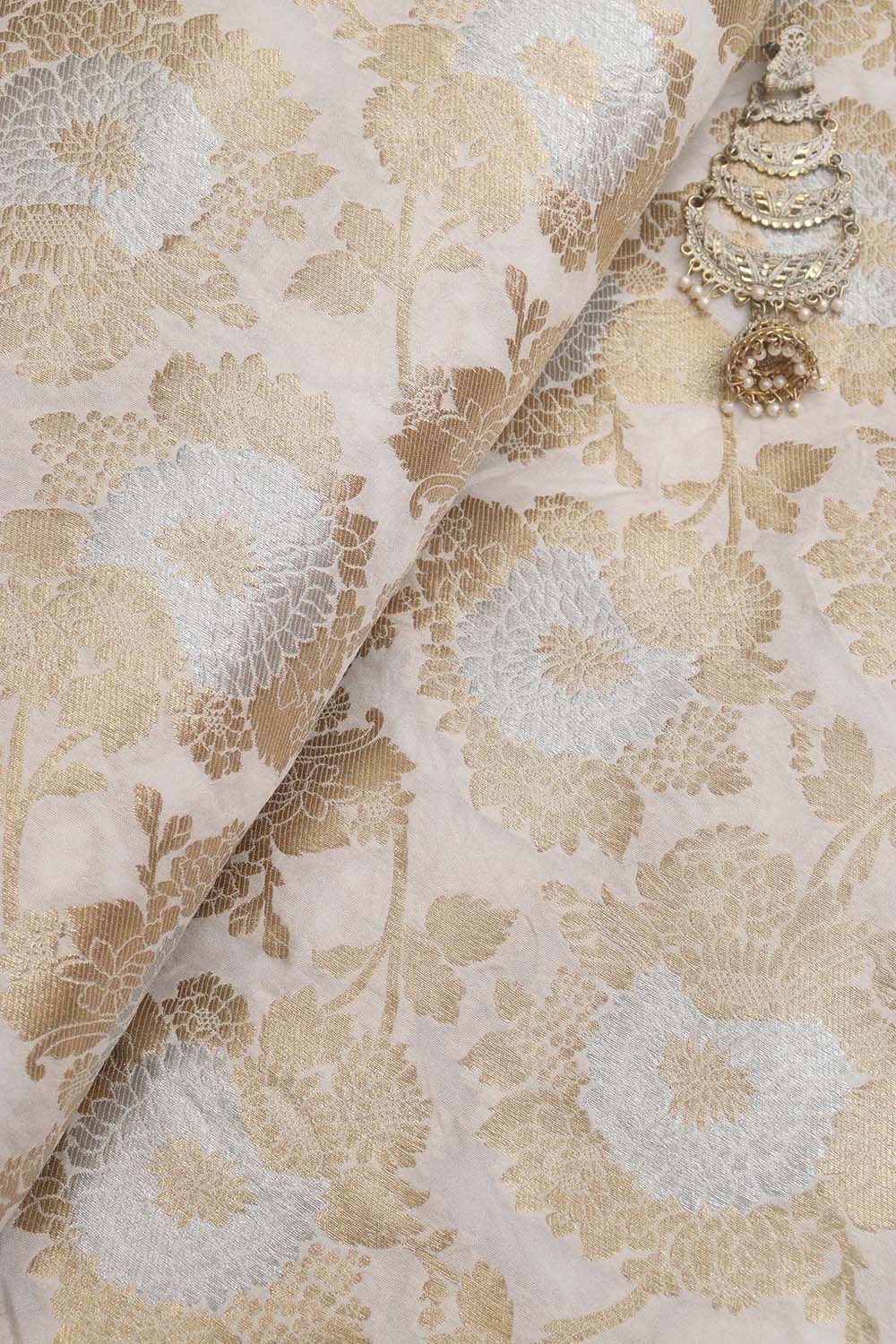 Dyeable Banarasi Silk Sona Roopa Fabric (1 Mtr ) - Luxurion World