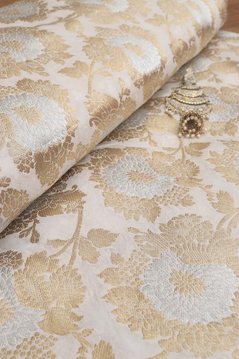 Dyeable Banarasi Silk Sona Roopa Fabric (1 Mtr ) - Luxurion World