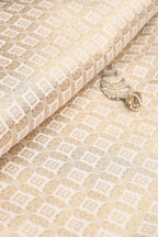 Off White Banarasi Silk Fabric ( 0.8 Mtr ) - Luxurion World