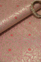 Pink Banarasi Brocade Silk Fabric ( 0.75 Mtr ) - Luxurion World