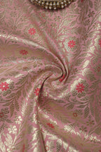 Pink Banarasi Brocade Silk Fabric ( 0.75 Mtr ) - Luxurion World
