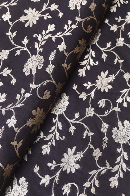 Black Banarasi Silk Fabric ( 1 Mtr )