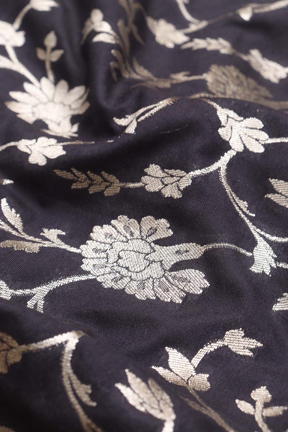 Black Banarasi Silk Fabric ( 1 Mtr ) - Luxurion World