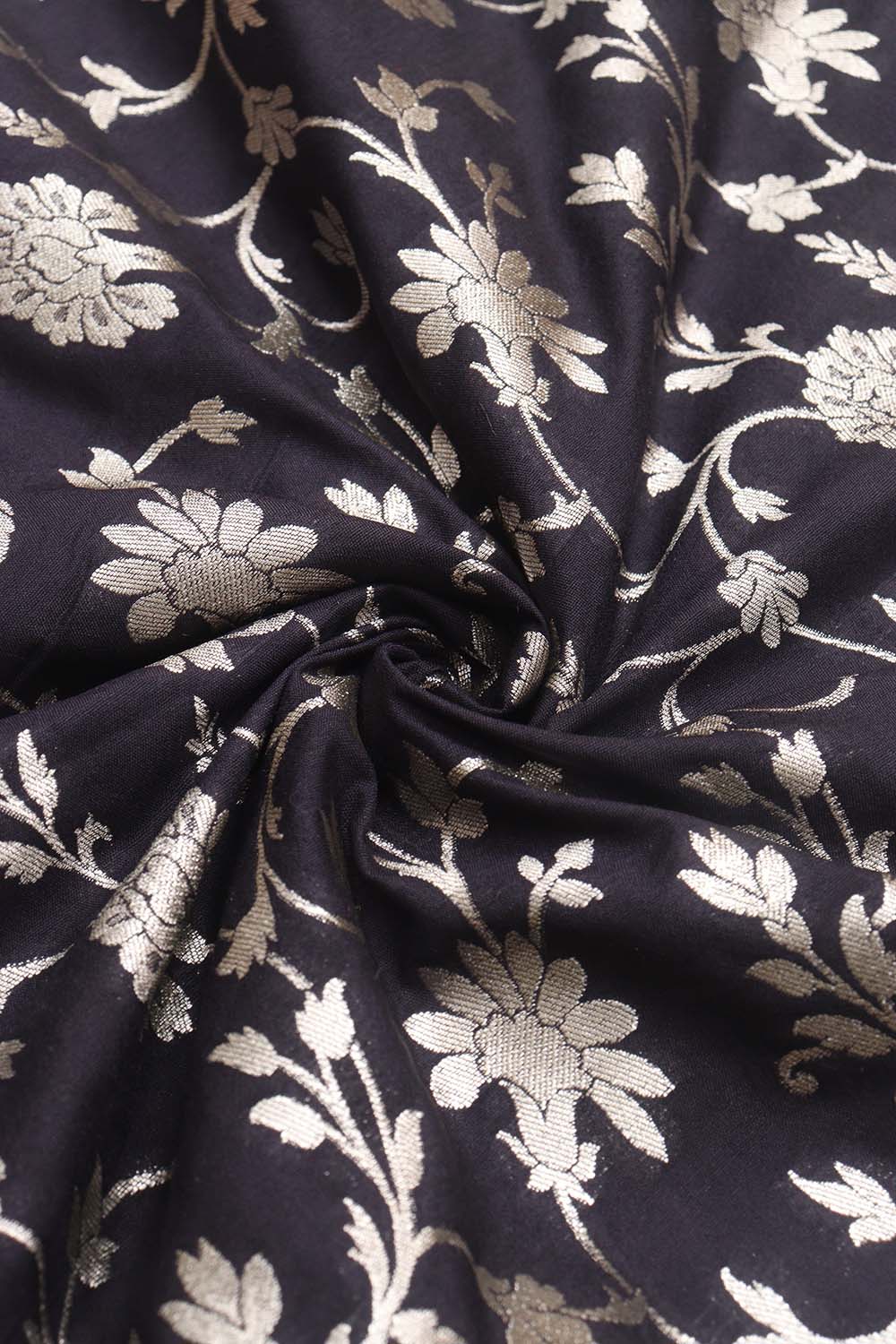 Black Banarasi Silk Fabric ( 1 Mtr )
