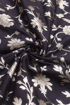 Black Banarasi Silk Fabric ( 1 Mtr ) - Luxurion World