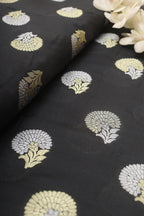 Black Banarasi Silk Sona Roopa Fabric ( 0.5 Mtr ) - Luxurion World