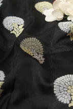 Black Banarasi Silk Sona Roopa Fabric ( 0.5 Mtr ) - Luxurion World