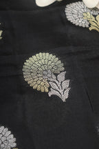 Black Banarasi Silk Sona Roopa Fabric ( 0.5 Mtr ) - Luxurion World