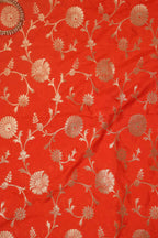 Orange Banarasi Brocade Silk Fabric ( 1 Mtr ) - Luxurion World