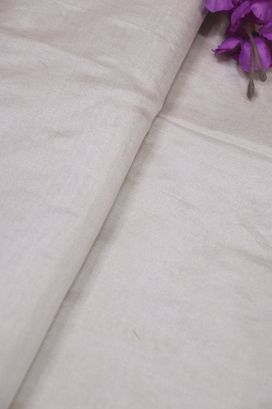 Silver Plain Tissue Katan Silk Fabric ( 1 mtr ) - Luxurion World