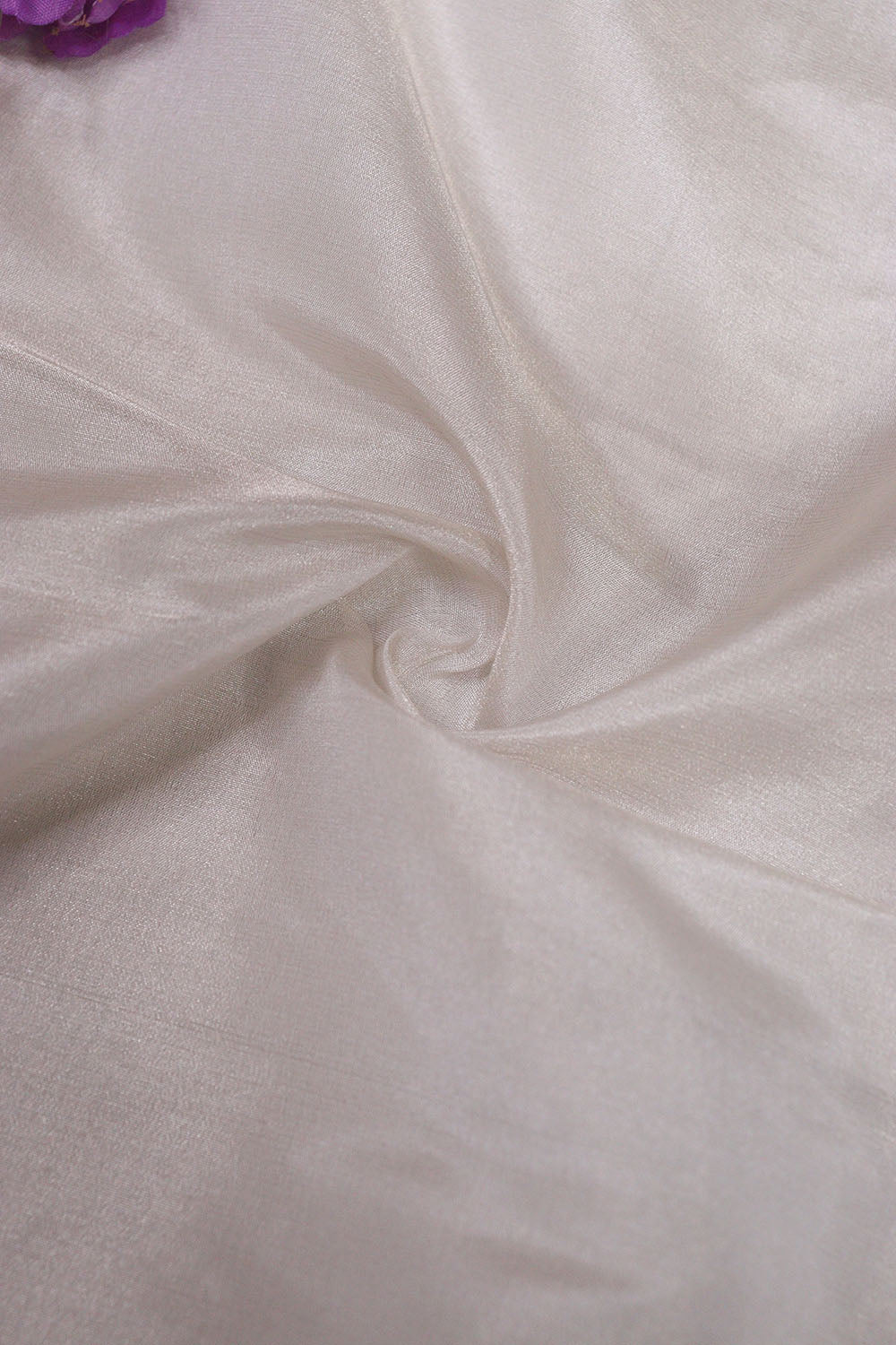 Silver Plain Tissue Katan Silk Fabric ( 1 mtr ) - Luxurion World