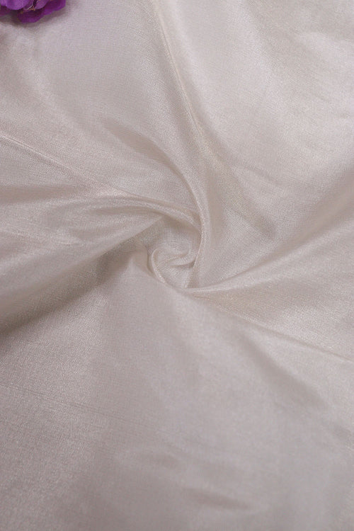 Silver Plain Tissue Katan Silk Fabric ( 1 mtr ) - Luxurion World