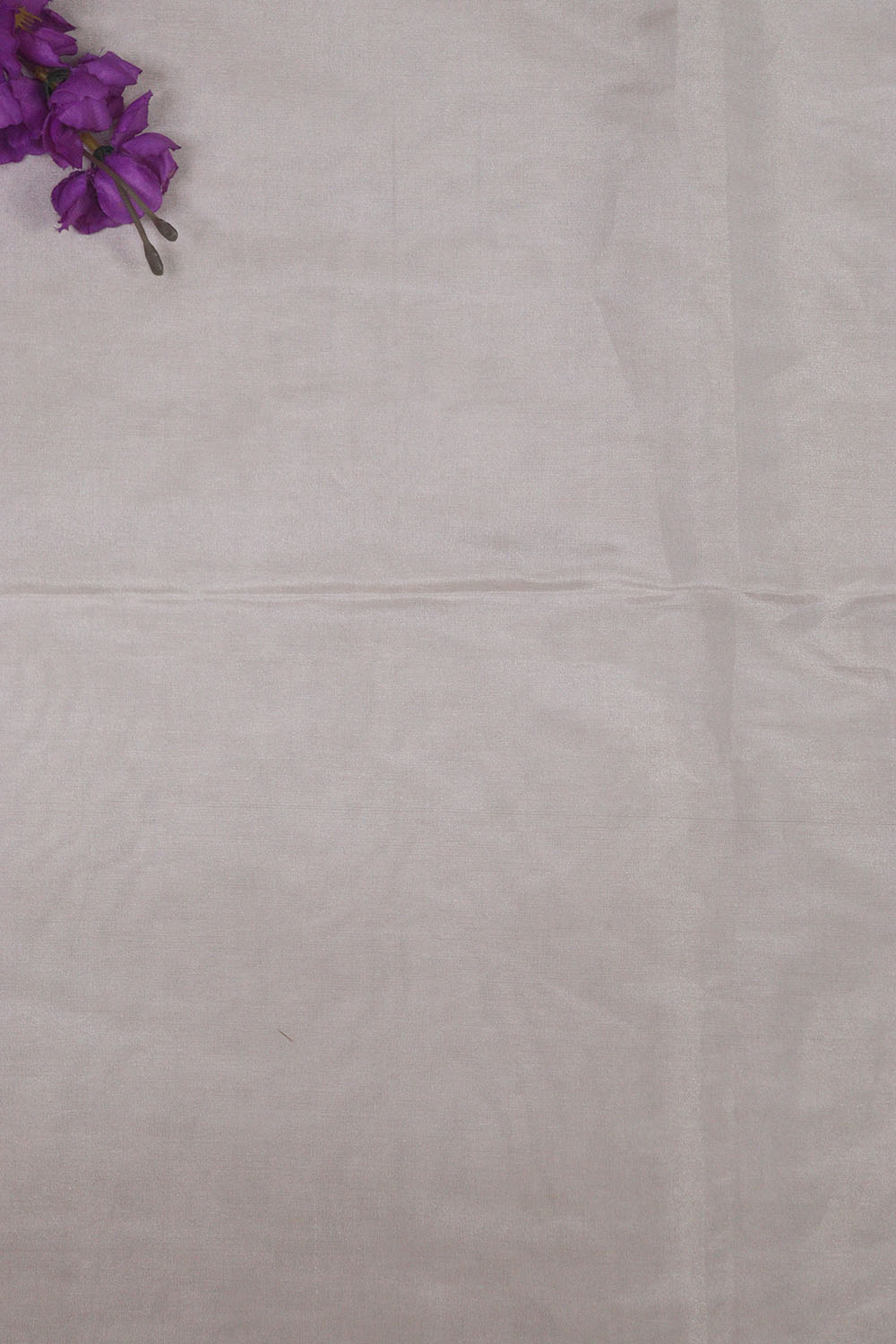 Silver Plain Tissue Katan Silk Fabric ( 1 mtr ) - Luxurion World
