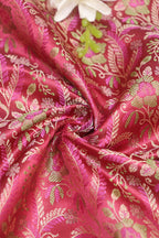 Shop Pink Banarasi Silk Tanchui Jamawar Fabric - 1 Mtr - Luxurion World
