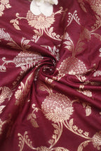 Maroon Banarasi Silk Jaal Work Fabric ( 1 Mtr ) - Luxurion World