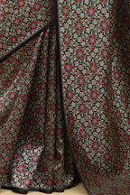 Elegant Black Banarasi Silk Tanchui Jamawar Brocade Saree - Luxurion World
