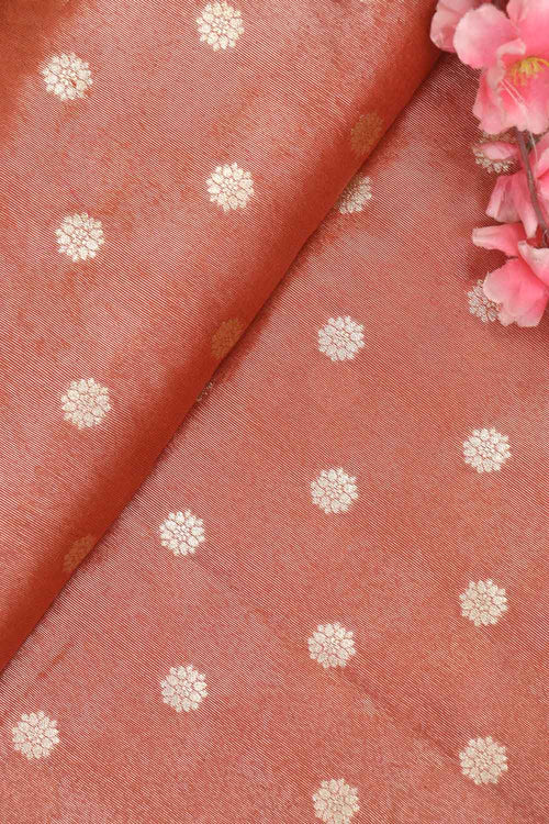 Elegant Maroon Banarasi Tissue Silk with Zari Booti Design (1 Mtr) - Luxurion World
